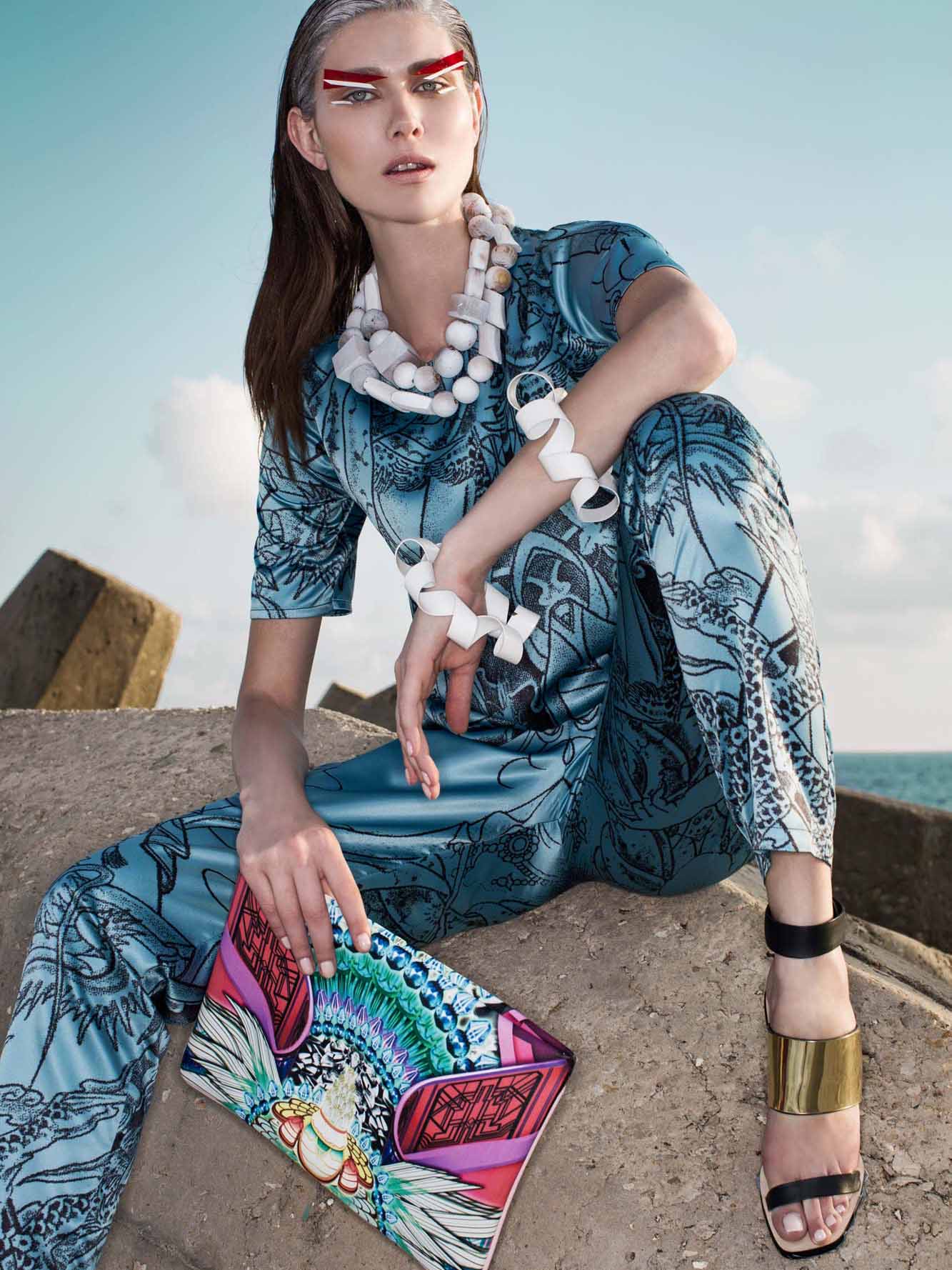 Tattoo Pyjama Trousers and T-Shirt Ensemble Blue Tattoo Pyjama Trousers with T-Shirt Ensemble Blue