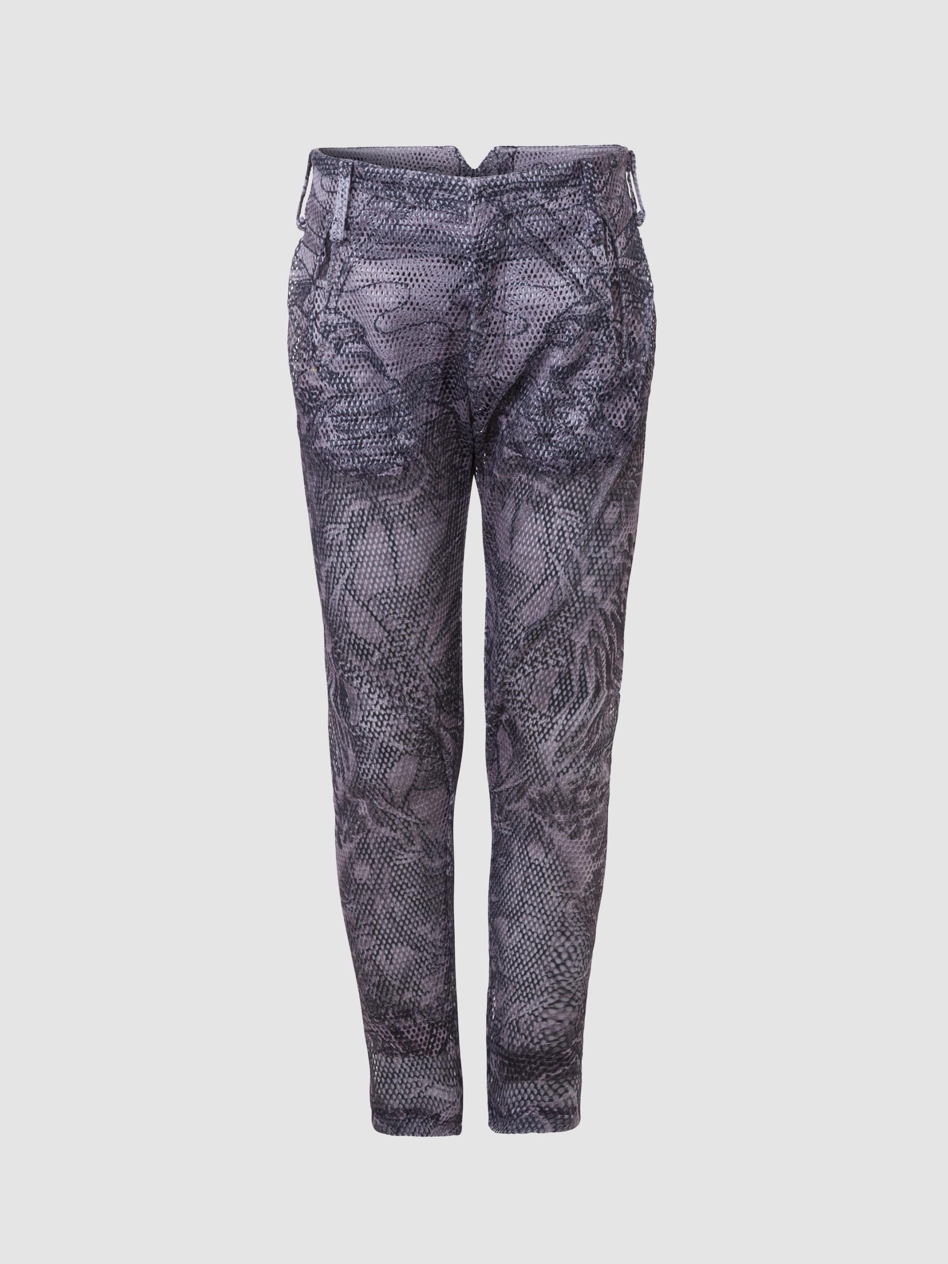 Big Hole Mesh Ninja Tattoo Trousers - Black And White Big Hole Mesh Ninja Tattoo Trousers / Black And White